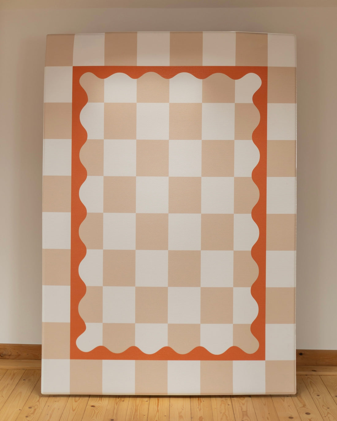 The artwork peach gingham playmat design