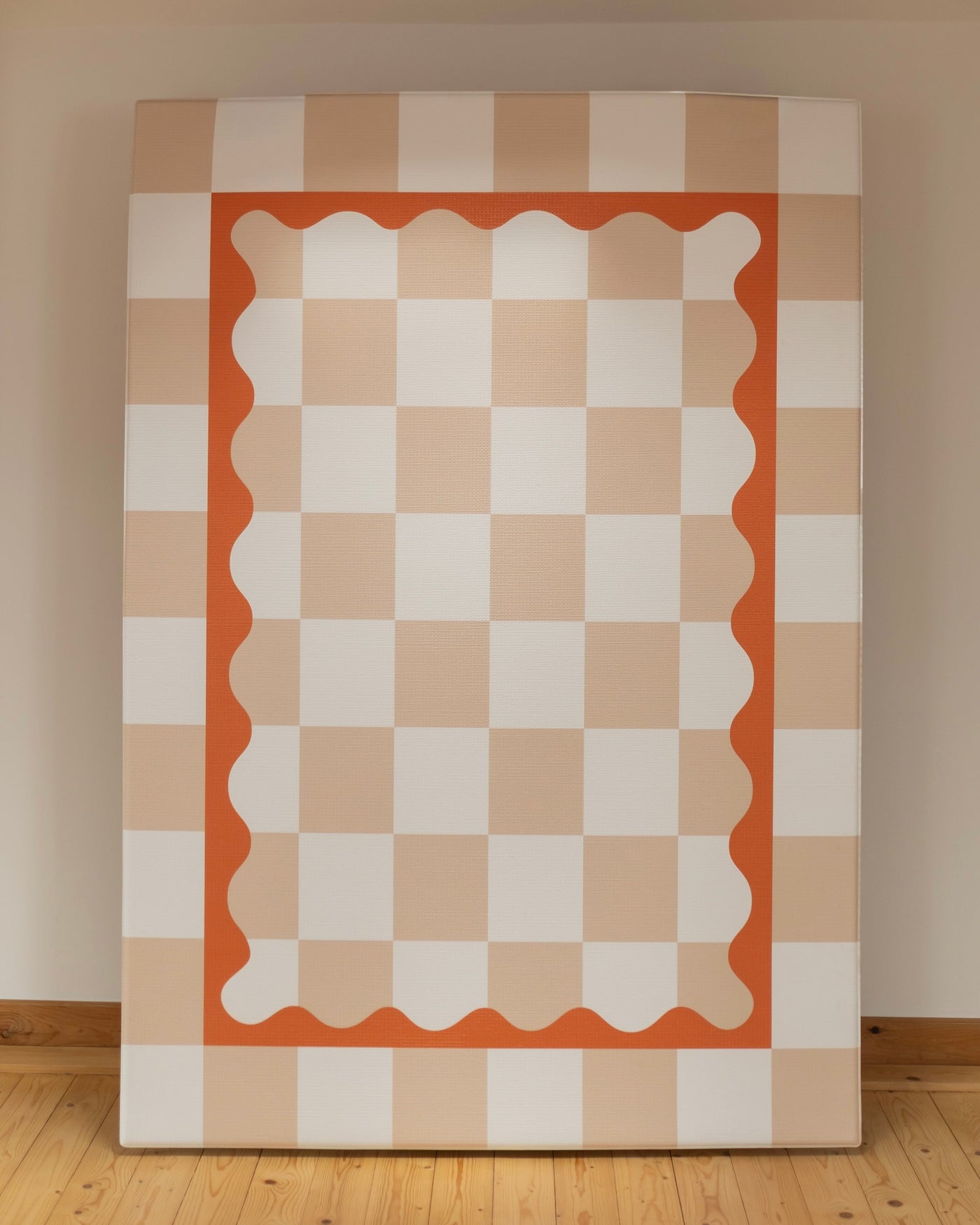 The artwork peach gingham playmat design